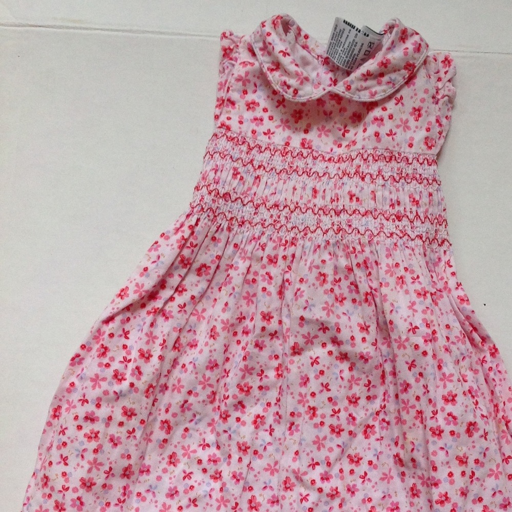 Laura Ashley Pink Smock Dress Girts 4T Flowers